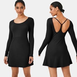 Halara Everyday Cloudful Round Neck Cut Out 2-in-1 Plain Activity Dress